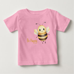 Cute Yellow Black Be Happy Bee Baby T-Shirt