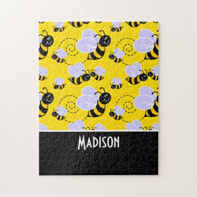 Cute Yellow & Black Bee Jigsaw Puzzle (Vertical)