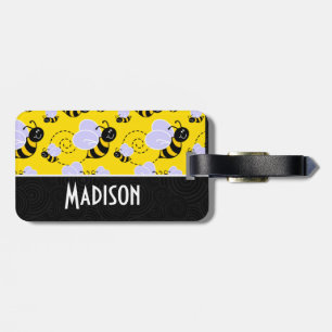 Cute Yellow & Black Bee Luggage Tag