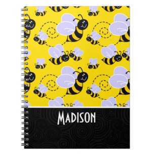 Cute Yellow & Black Bee Notebook