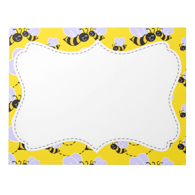 Cute Yellow & Black Bee Notepad (Front)