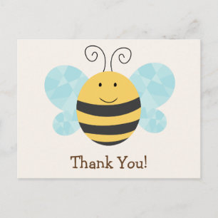 Cute Yellow & Black Bee Thank You Postcard