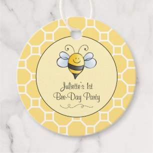Cute Yellow Black Bumblebee First Birthday Party Favour Tags