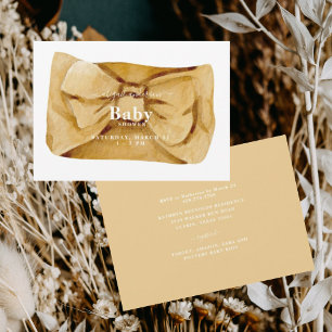 Cute Yellow Bow Baby Shower Invitation