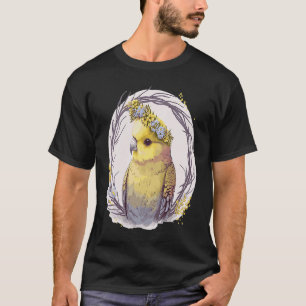 Cute Yellow Budgie Parakeet Bird Flower Crown Pet T-Shirt