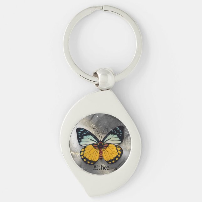 Cute Yellow butterfly Key Ring (Front)