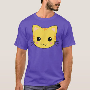 Cute Yellow Cartoon Kawaii Tabby Cat Kitten T-Shirt