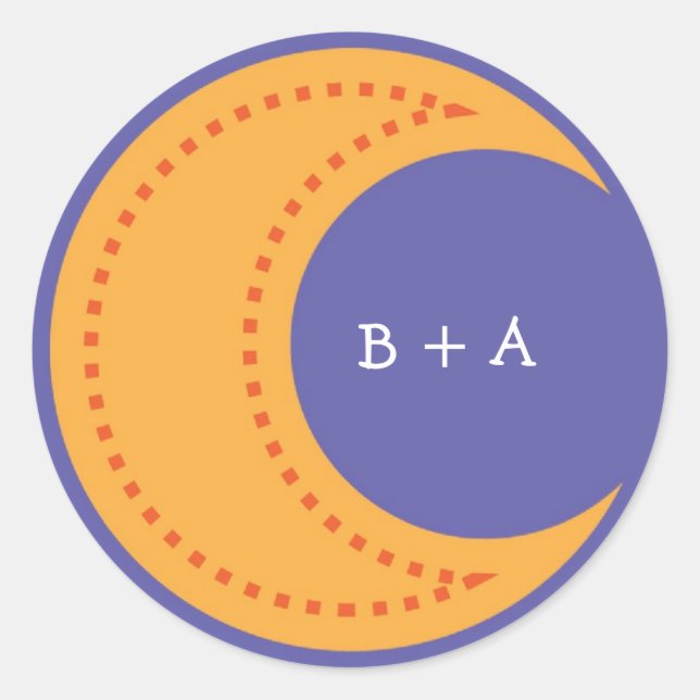 Cute Yellow Cartoon Moon (Night) Envelope Seal (Front)