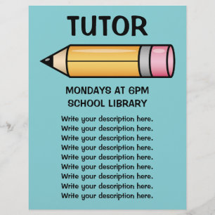 Cute Yellow Cartoon Pencil Tutor Template Flyer