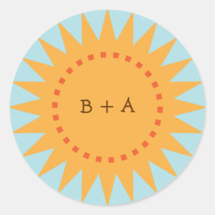 Cute Yellow Cartoon Sun (Day) Envelope Seal