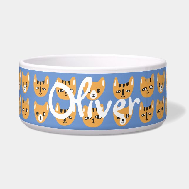Cute Yellow Cat Head Pattern Customisable Name (Front)