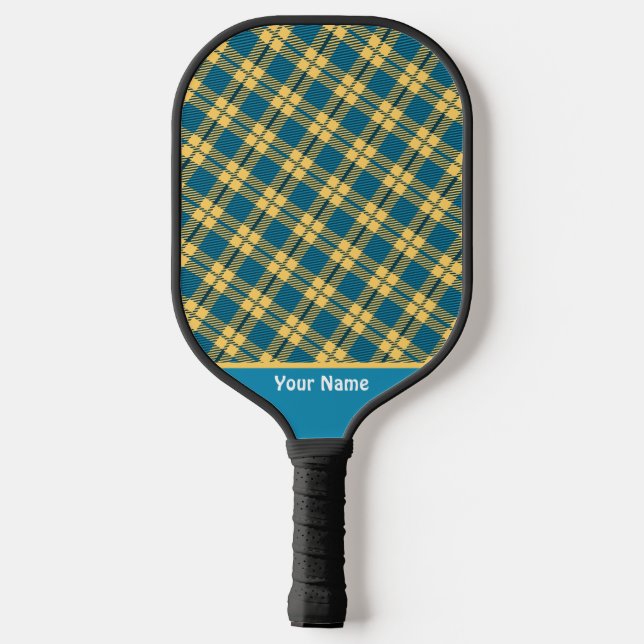 Cute Yellow Chequered Pro Pickleball Paddle (Back)