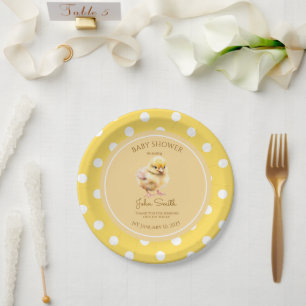 Cute yellow chick baby shower  paper plate