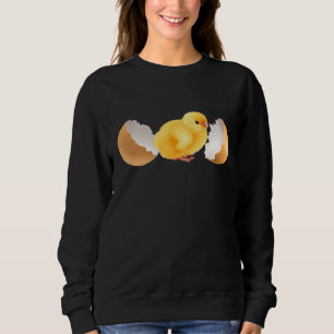 Cute Yellow Chick Chicken Hatched Egg Teen Men Wom Sweatshirt