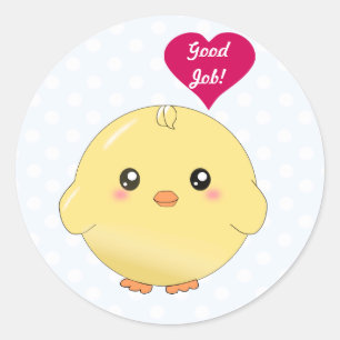 Cute yellow chick classic round sticker