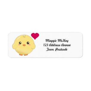Cute yellow chick return address label