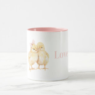 Cute Yellow Chickens Love Mug