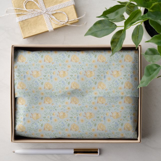 Cute Yellow Chicks and Flowers Pattern Tissue Paper (Gift)