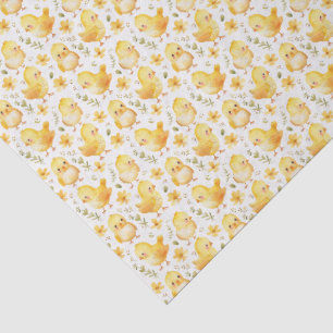 Cute Yellow Chicks and Flowers Tissue Paper