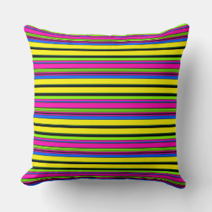 Cute yellow colourful stripes cushion