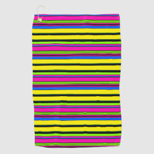 Cute yellow colourful stripes golf towel