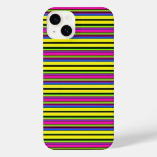 Cute yellow colourful stripes iPhone 14 plus case