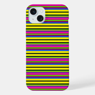 Cute yellow colourful stripes iPhone 15 plus case