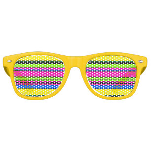 Cute yellow colourful stripes retro sunglasses