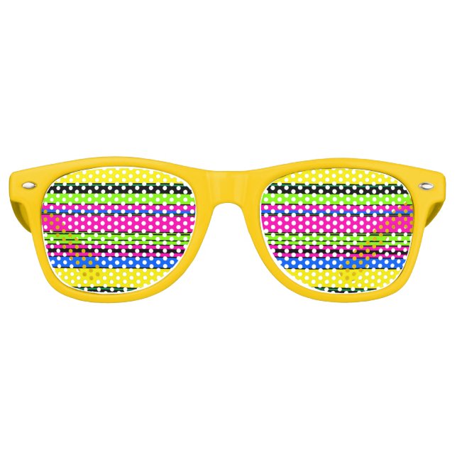 Cute yellow colourful stripes retro sunglasses (Front)