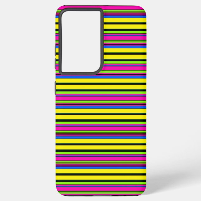 Cute yellow colourful stripes samsung galaxy s21+ case (Back)