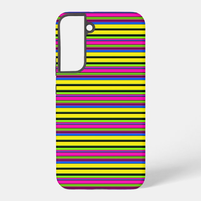 Cute yellow colourful stripes samsung galaxy s22+ case (Back)