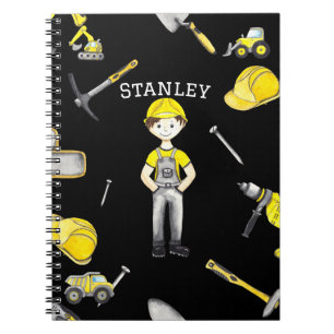 Cute Yellow Construction Truck Dump Name Notebook