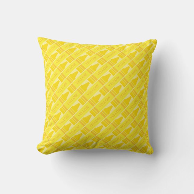 Cute Yellow Crayon Artsy Pattern Cushion (Front)