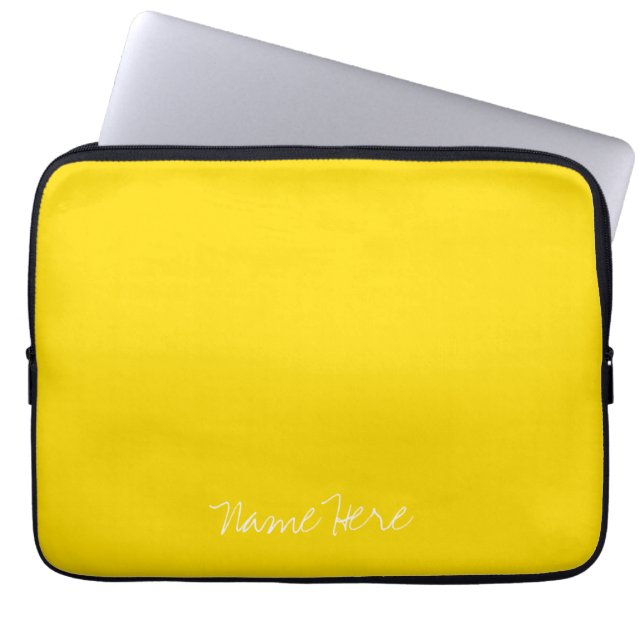 Cute Yellow Custom Name Laptop Sleeve (Front)