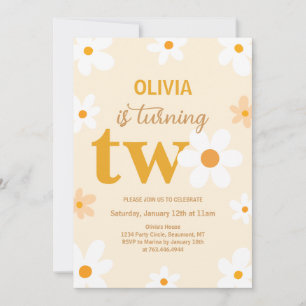 Cute Yellow Daisy 2nd Birthday Photo Invitation