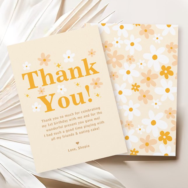 Cute Yellow Daisy Birthday Thank You Card (Creator Uploaded)