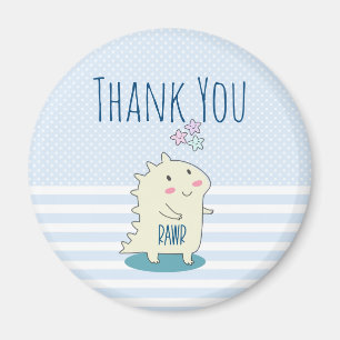 Cute Yellow Dinosaur with Happy Stars Thank You Magnet