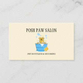 Cute Yellow Dog Grooming Boutique Pet QR Code Business Card