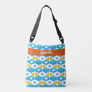 Cute Yellow Duck and Hearts Pattern Personalized Crossbody Bag
