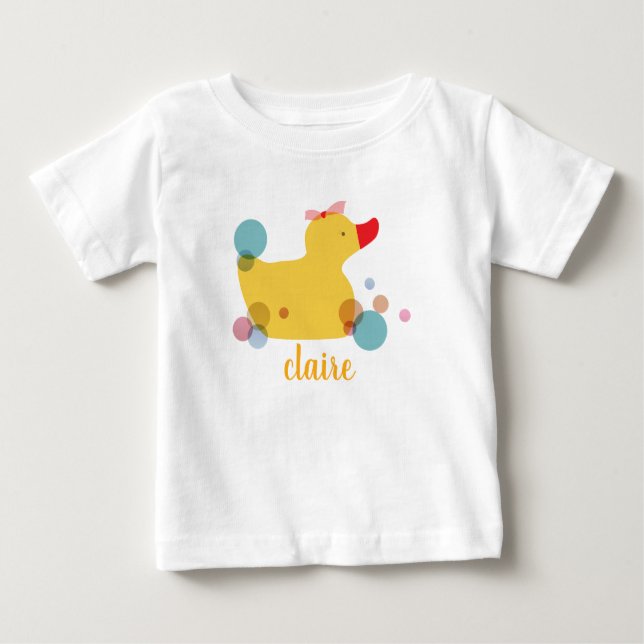 Cute Yellow Duck Birthday Baby T-Shirt (Front)