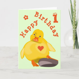 Cute Yellow Duck Birthday Card