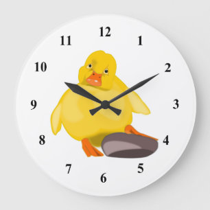 Cute Yellow Duck Large Clock