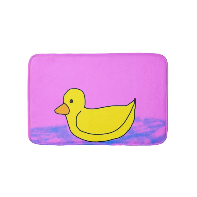 cute yellow duck on pink  bath mat (Front)