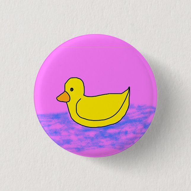 cute yellow duck on pink Button (Front)