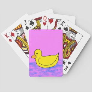 Cute Yellow Duck on Pink Classic Playing Cards