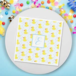 Cute Yellow Duck Pattern Monogram Baby Girl Napkin