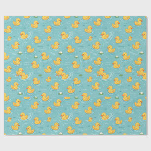 Cute Yellow Duck Pond Pattern Wrapping Paper