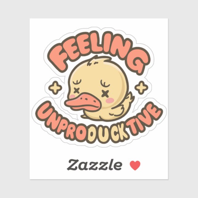Cute Yellow Duck Puns Feeling Unproducktive (Sheet)