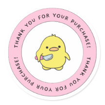 Cute Yellow Duck Thank You Round Sticker