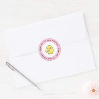 Cute Yellow Duck Thank You Round Sticker